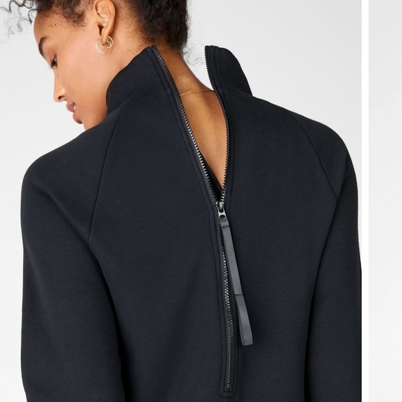 Fabletics XL Zaylee Black Funnel Neck Zipper Back Thumbhole Tunic Sweatshirt - Picture 10 of 10